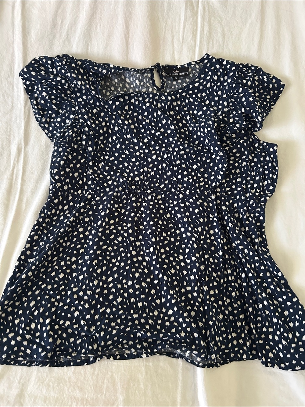 Nursing Queen Navy and White Heart-Print Nursing Blouse